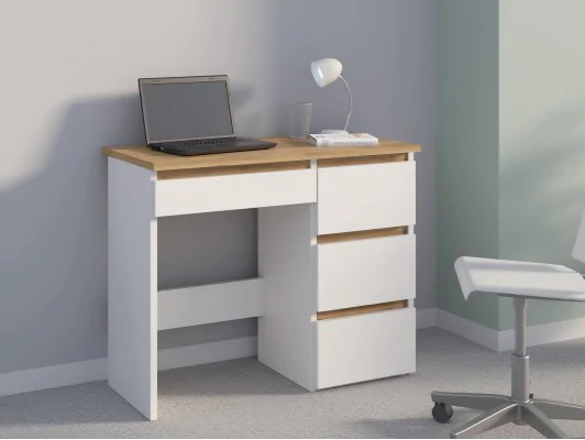 Skandynawskie biurko dla dziecka Beta 3 Norge Biały-Dąb Craft