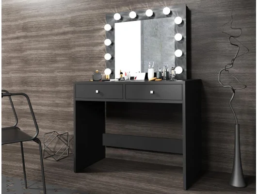 Toaletka kosmetyczna do sypialni z lustrem i oświetleniem Mega 12 LED