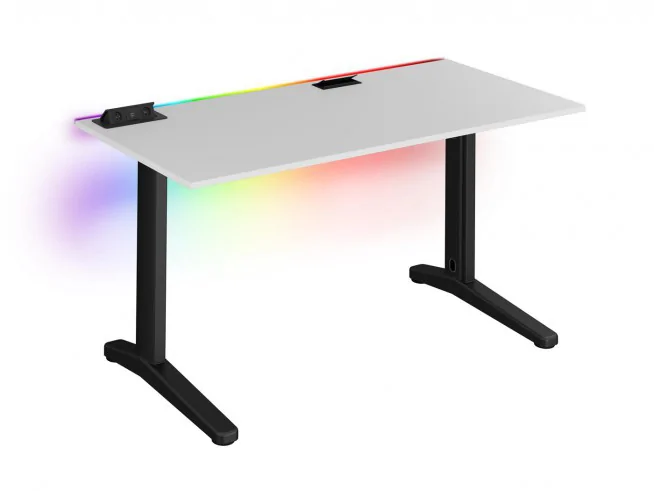 Biurko gamingowe z listwą LED RGB, przelotką i mediaportem TechDesk SUPREME XXL